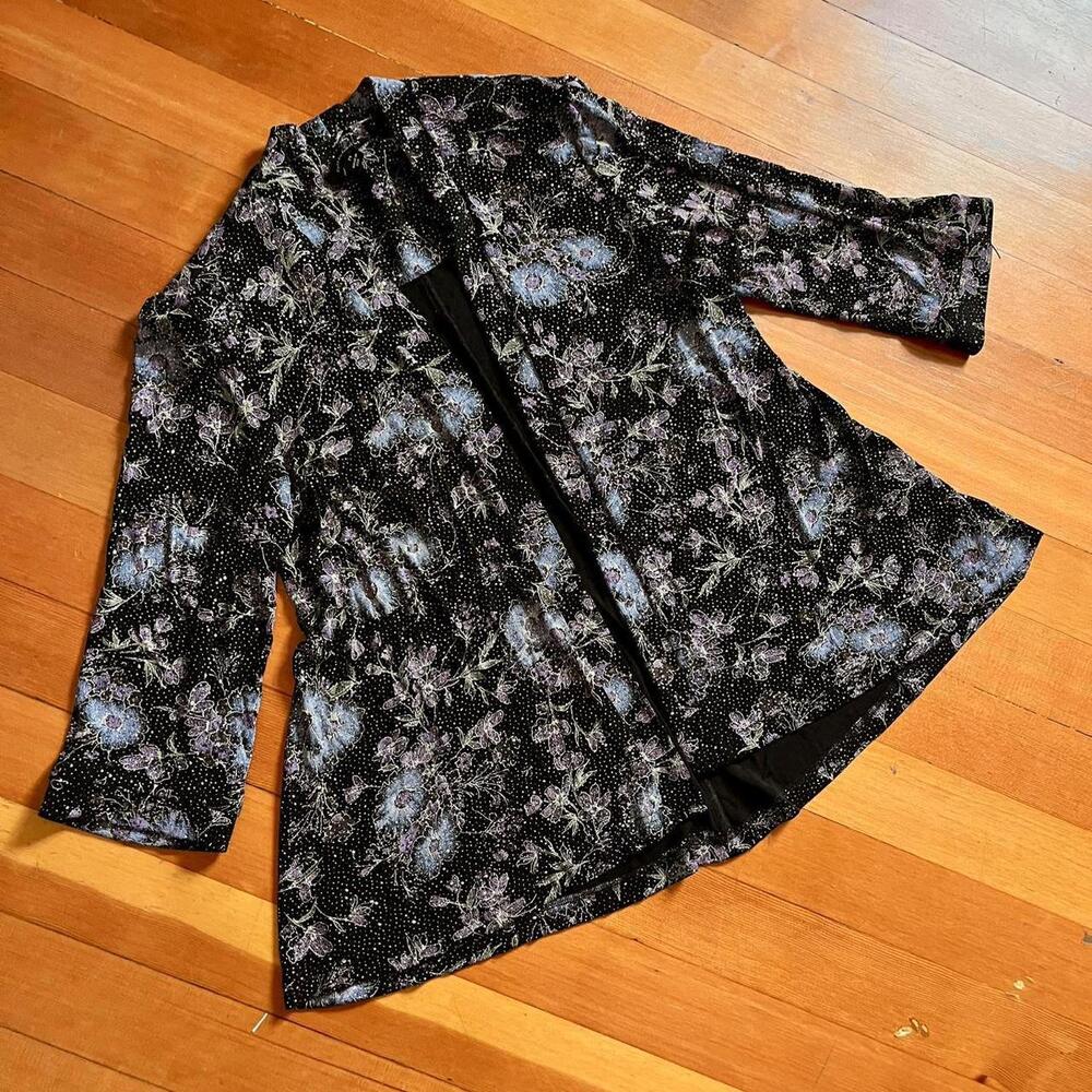R&M Richards Vintage 90s Metallic Floral Blazer w/ Soft Shoulder Pads, Size 14